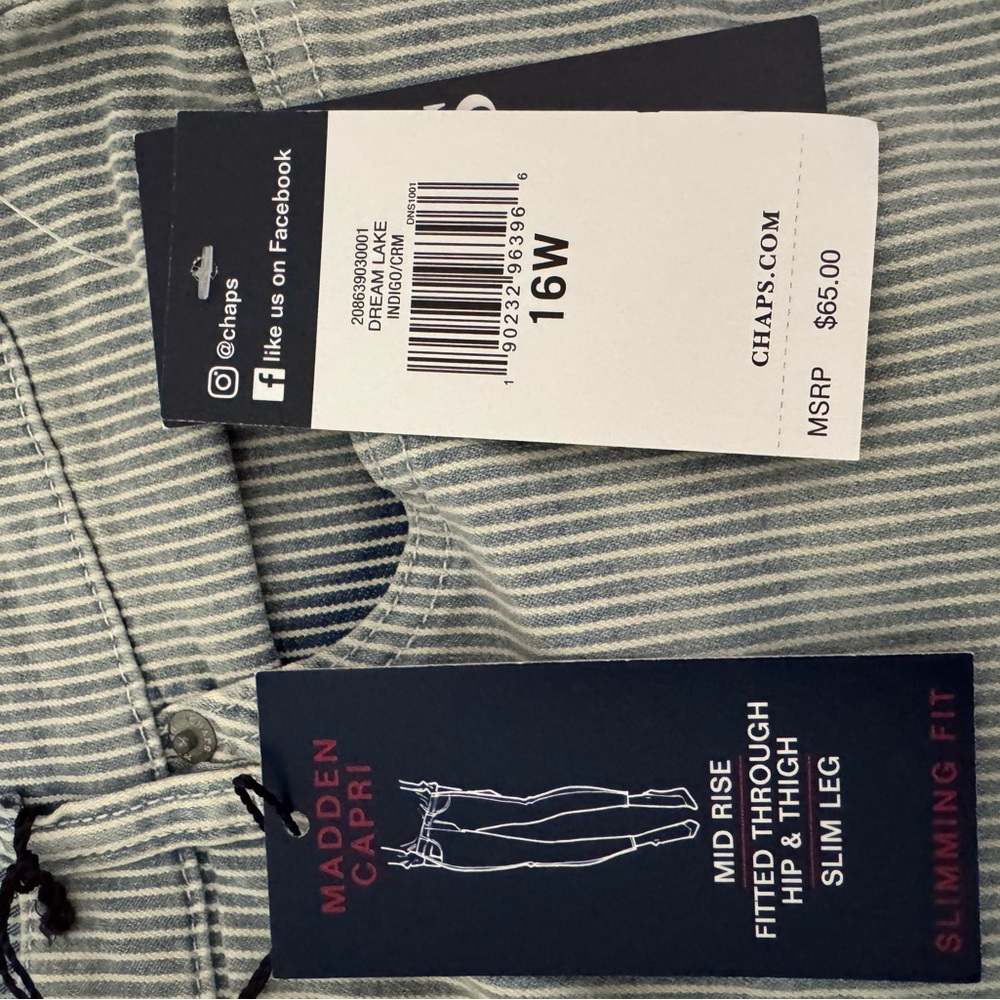 Chaps Light Blue Striped Capri Jeans - Picture 6 of 6